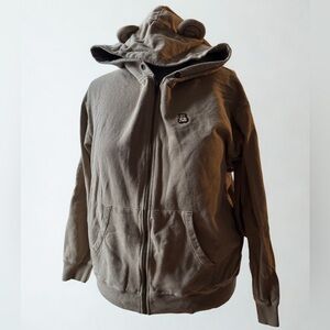 Teddy Fresh Bear Ear Hoodie Zip Up Tan Streetwear Unisex 3XL